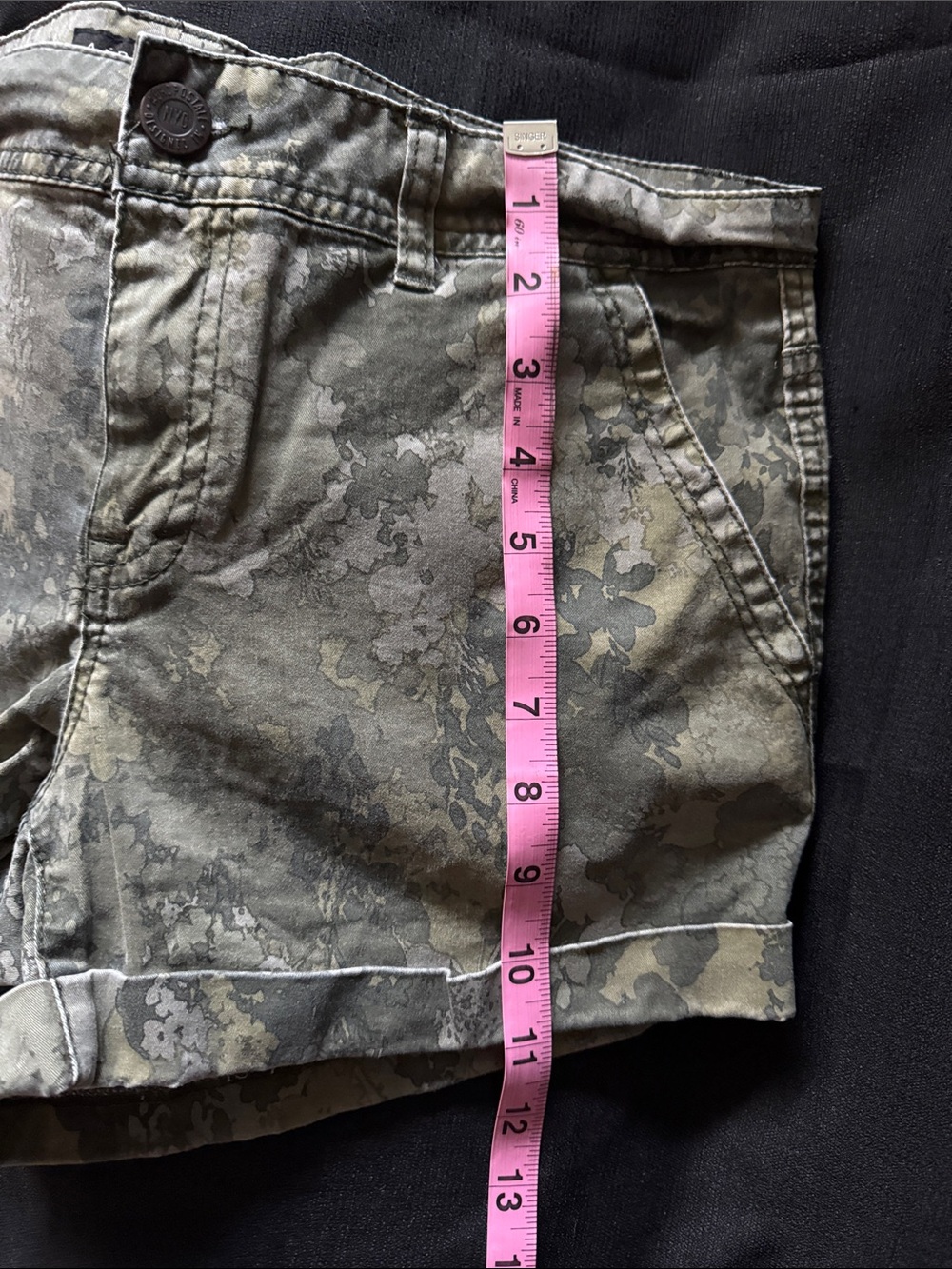 Aeropostale Women's Camouflage Print Cuffed Jean Shorts - Green Tones - Picture 6 of 6